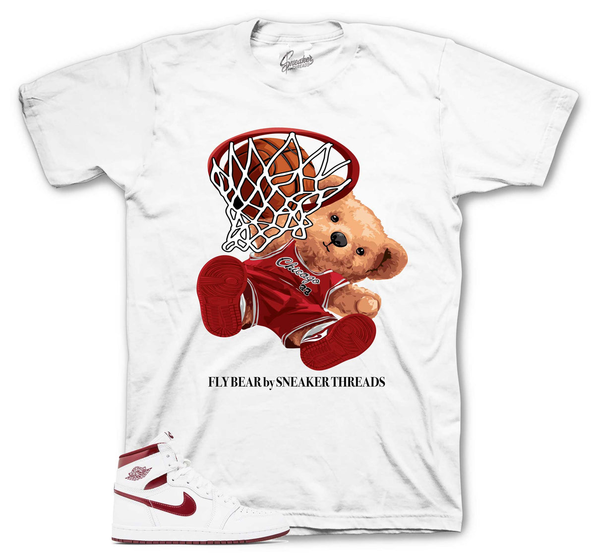 Retro 1 Metallic Burgundy Fly Bear Shirt