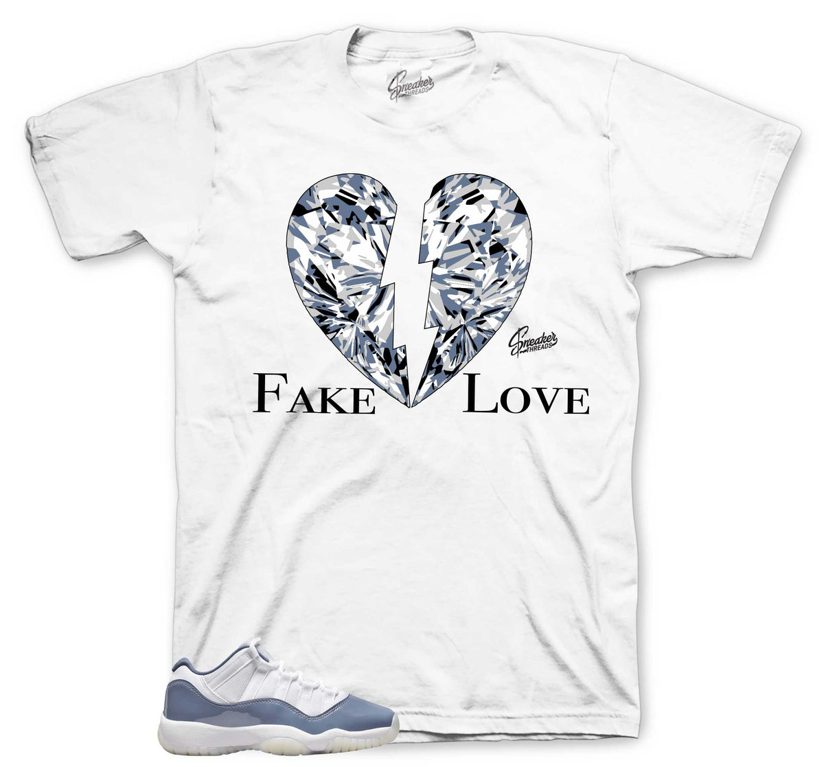 Retro 11 Low Diffused Blue Fake Love Shirt