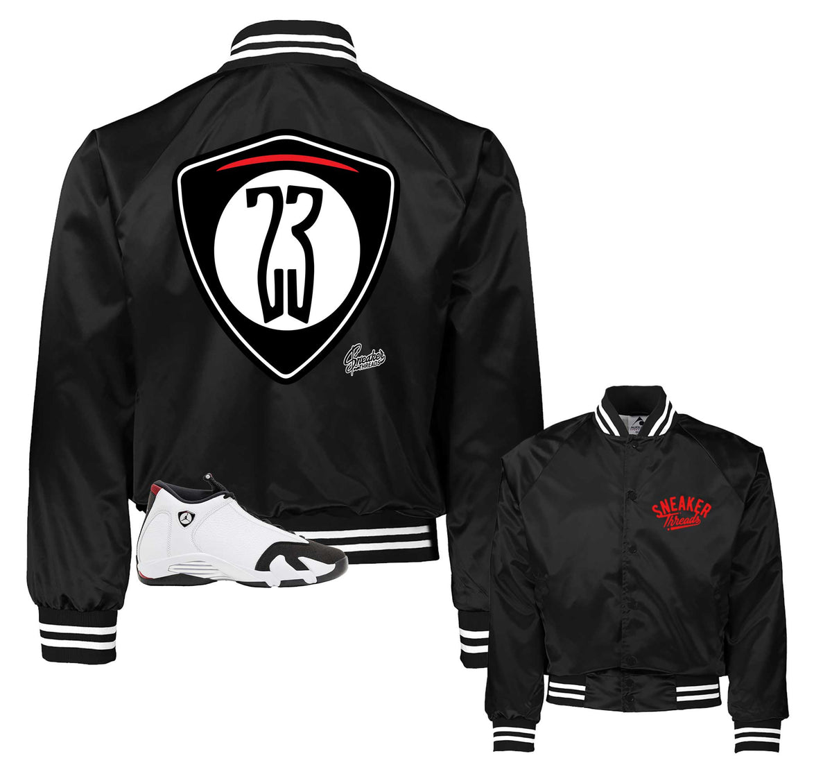 Retro 14 Black Toe Shield Satin Jacket