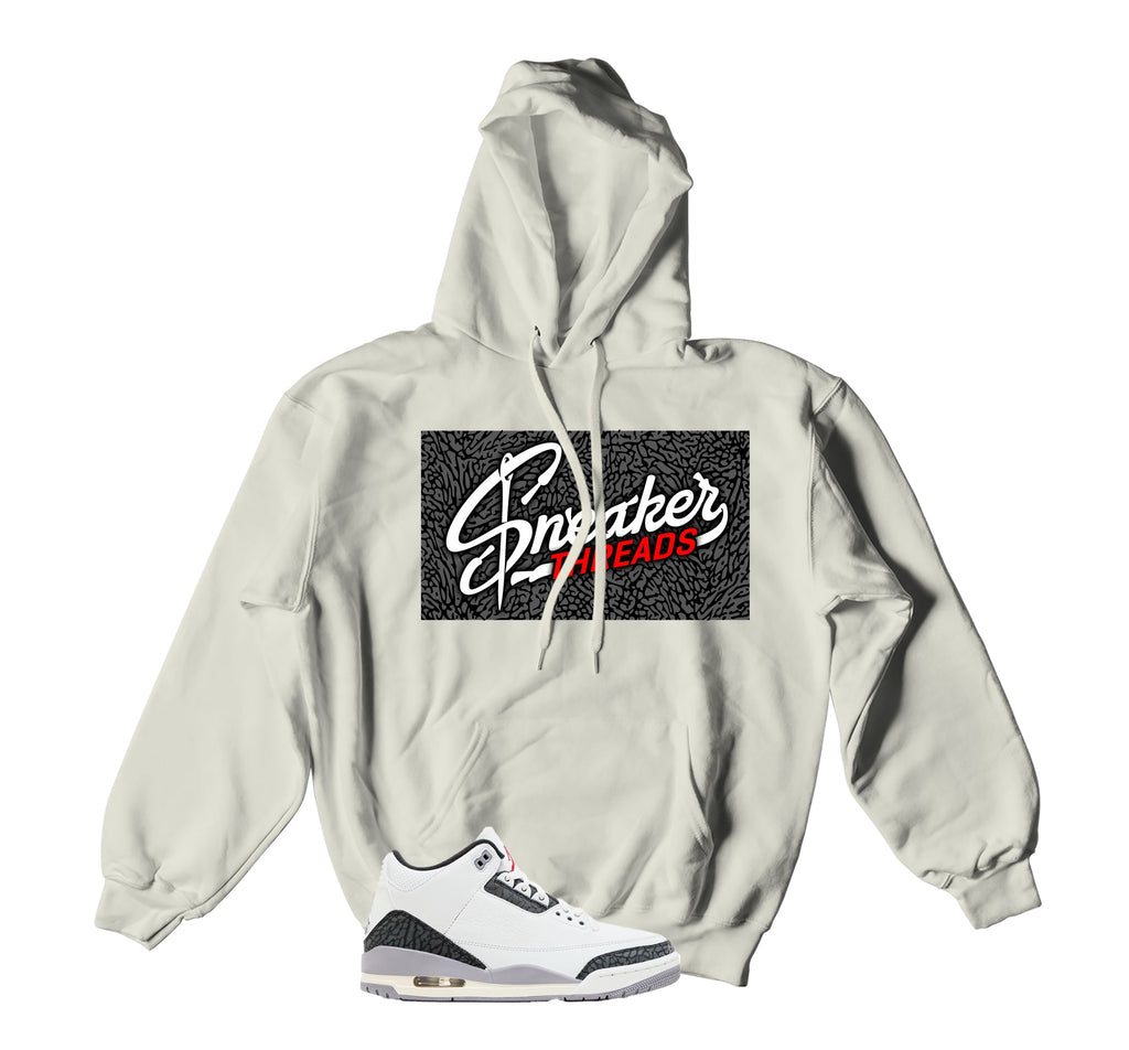 Retro 3 Cement Gray Sneaker Therads Box Hoody