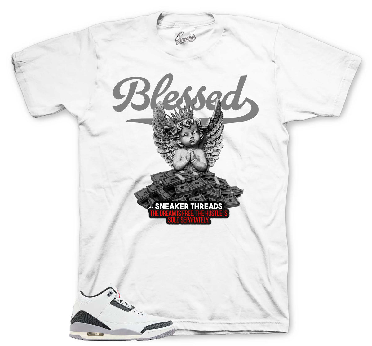Retro 3 Cement Gray Blessed Angel Shirt