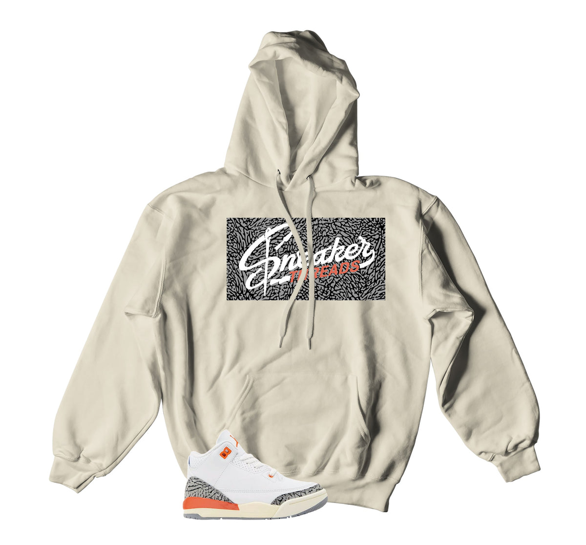 Retro 3 Georgia Peach  Sneaker Threads Box Hoody