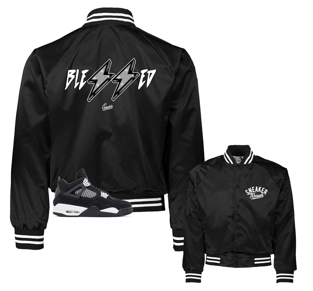 Retro 4 White Thunder Blessed Satin Jacket
