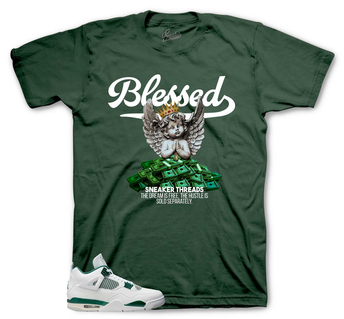 Retro 4 Oxidized Green Blessed Angel Shirt