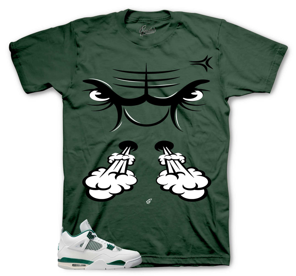 Retro 4 Oxidized Green Raging Face Shirt