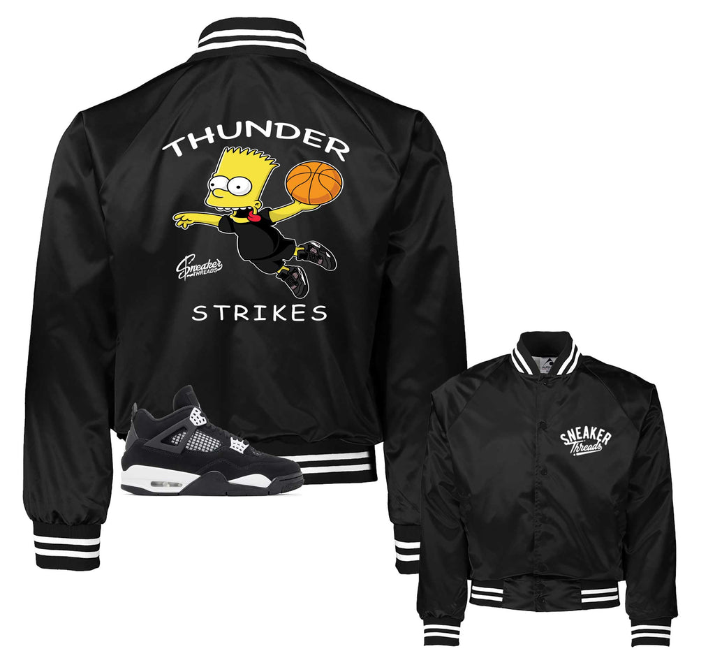 Retro 4 White Thunder Strikes Satin Jacket