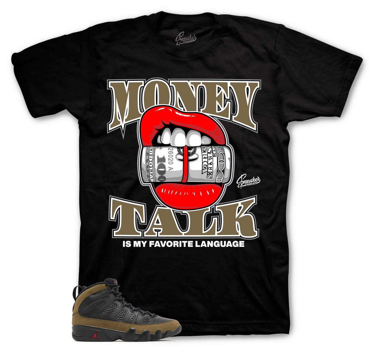 Retro 9 Olive Money Talk Shirt