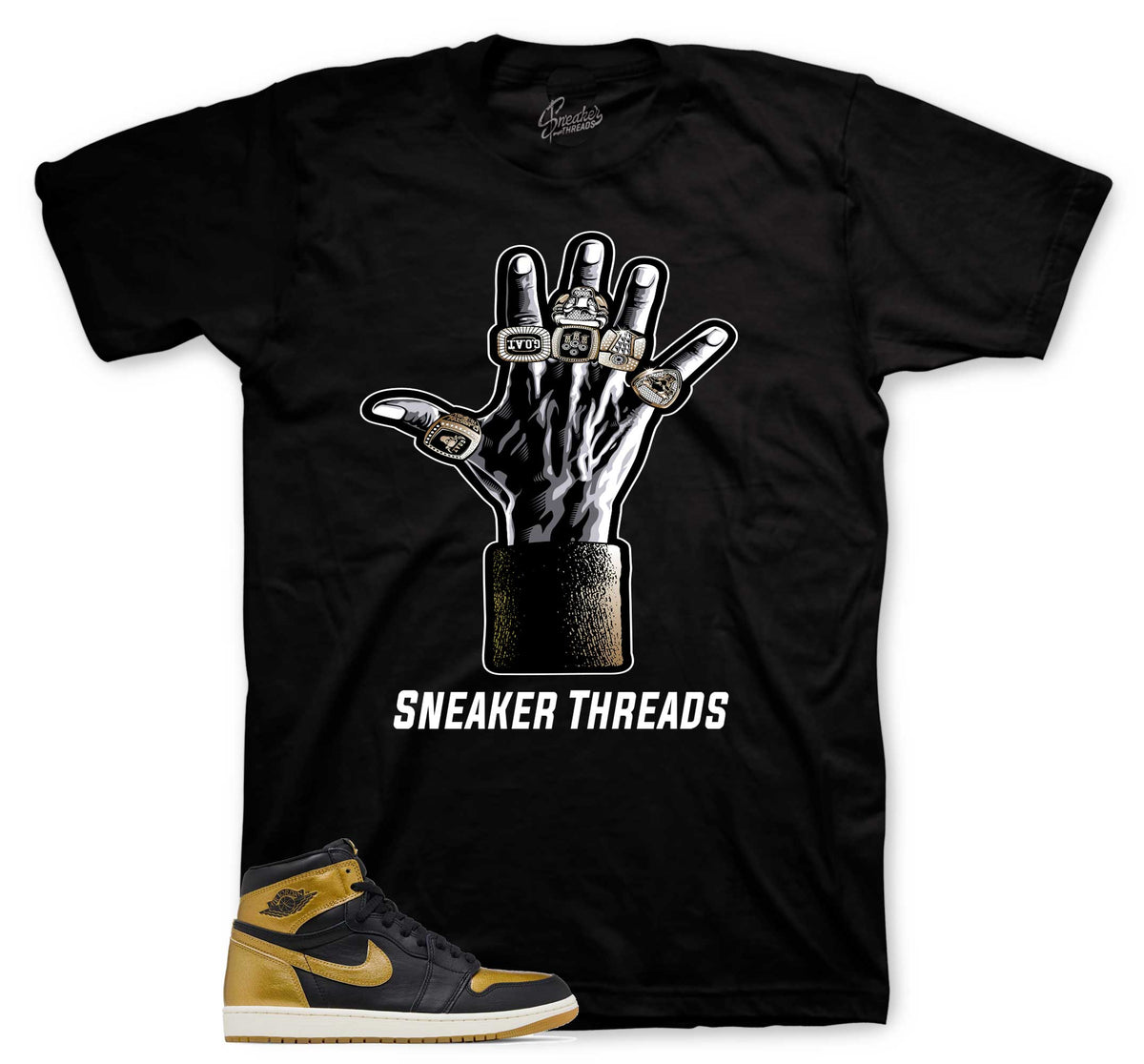 Retro 1 Black Gold Rings Shirt